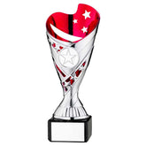SILVER/PINK PLASTIC 'SABRE' CUP ON BLK MARBLE ASSEMBLED TROPHY (1" CEN) - 7.25in